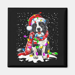 Border Collie Hund ziert Weihnachtsmann-Mütze an W Magnet
