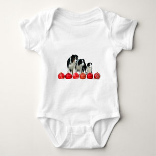 Border Collie Hunde mit Red Christmas Ornaments Baby Strampler