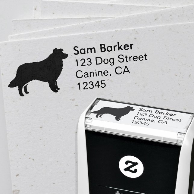 Border Collie Hunde Silhouette Rücksendeadresse Permastempel (Von Creator hochgeladen)