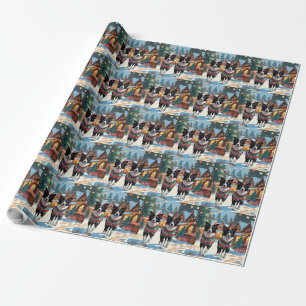 Border Collie Hunde Weihnachten Schnee Urlaub Geschenkpapier