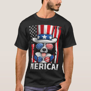 Border Collie Hundebekleidung Amerikanische Flagge T-Shirt