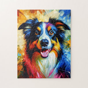 Border Collie Hundeporträt Acryl Kunst Druck Hund