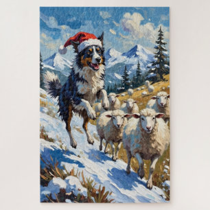 Border Collie Hütet Weihnachts-Schneebälle Hut