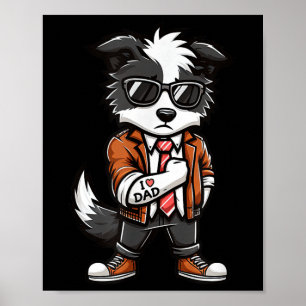 Border Collie I Liebe Vater Funny Dog Tattoo Poster