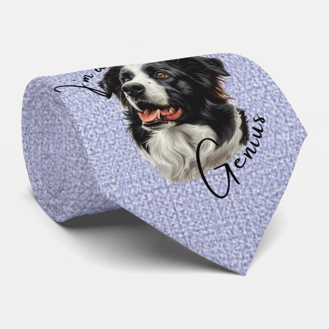Border Collie-"Ich bin ein Genie" Funny Design Krawatte (Gerollt)