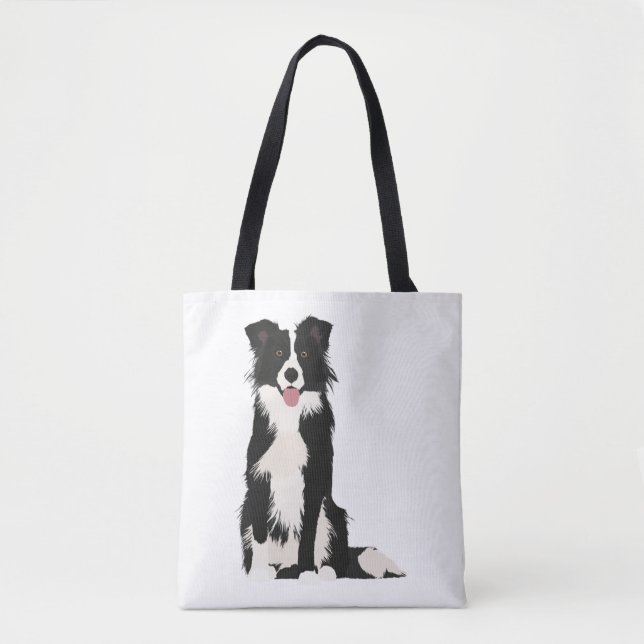 Border Collie Illustration! Tasche (Vorderseite)