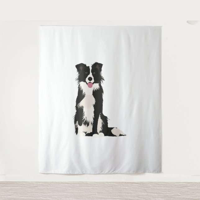 Border Collie Illustration! Wandteppich (Vorderseite)