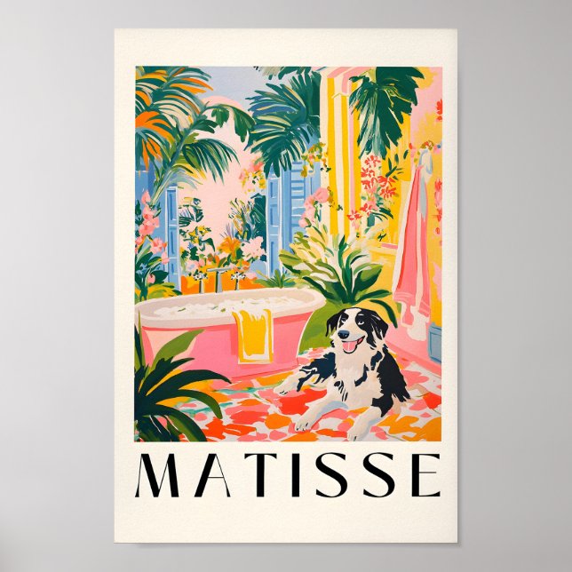 Border Collie im Badezimmer Kunstdrucke, Matismaue Poster (Vorne)