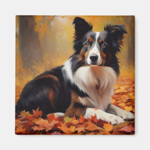 Border Collie im Herbst Leaves Fall Inspiriert Magnet