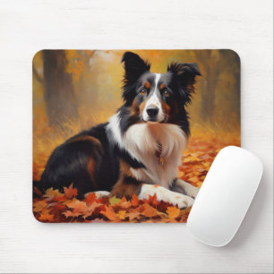 Border Collie im Herbst Leaves Fall Inspiriert Mousepad