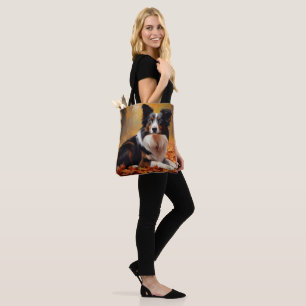 Border Collie im Herbstlaubfall inspiriert Tasche