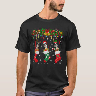 Border Collie in Socke Weihnachtsmann Rentier ELF  T-Shirt