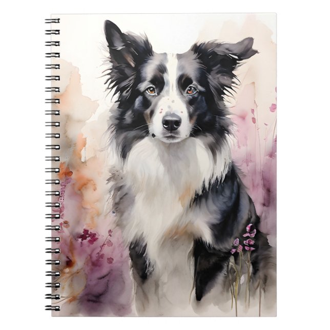 Border Collie Ink Portrait Notizblock (Vorderseite)