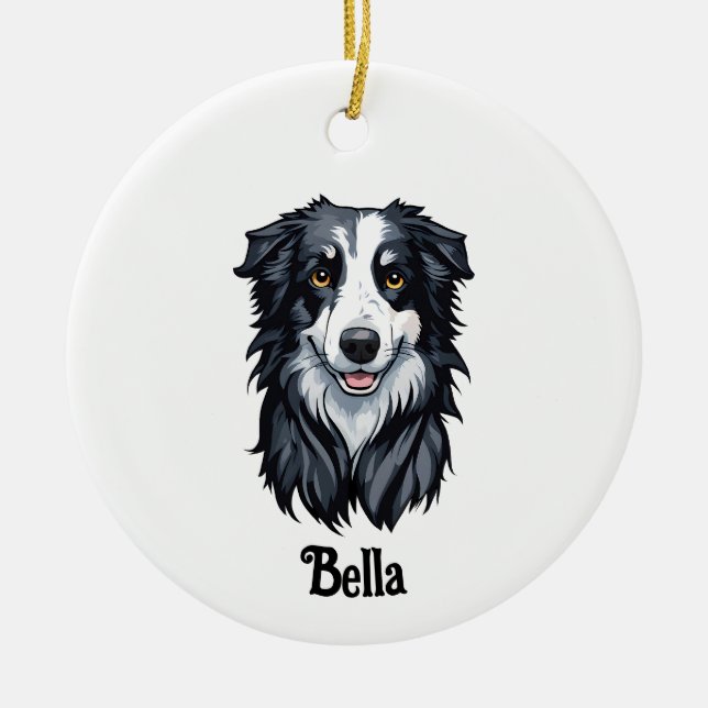 Border Collie Keramik Ornament (Vorne)