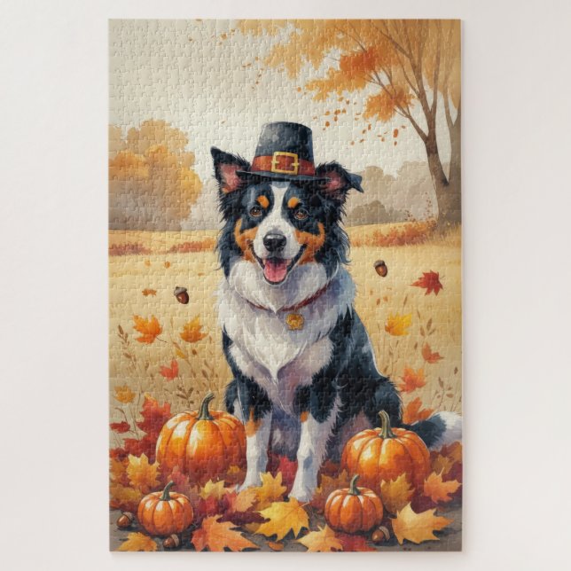 Border Collie lässt Erntedank Kunst (Vertikal)
