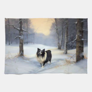 Border Collie Let It Schnee Weihnachten Geschirrtuch