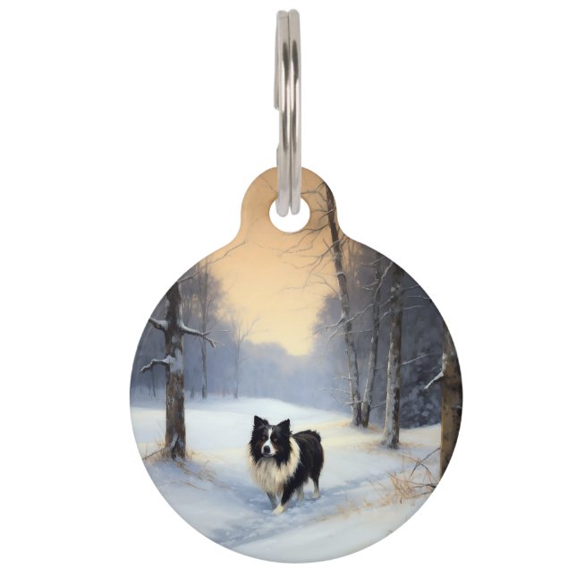 Border Collie Let It Schnee Weihnachten Haustiermarke (Vorderseite)