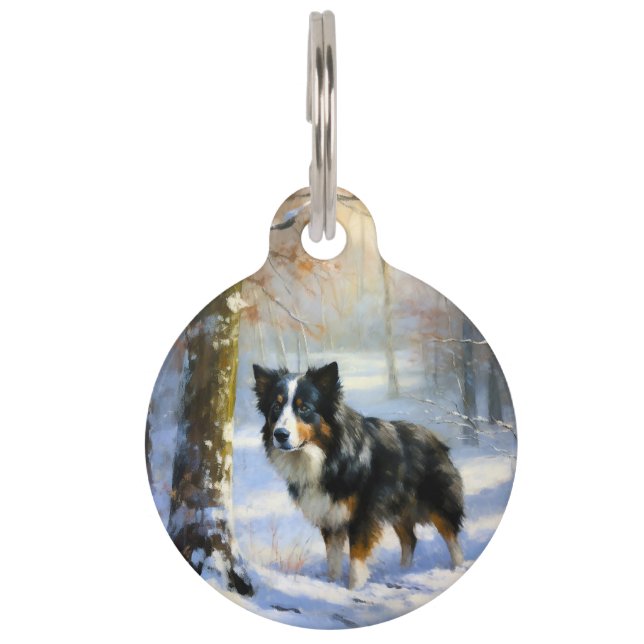 Border Collie Let It Schnee Weihnachten Haustiermarke (Vorderseite)