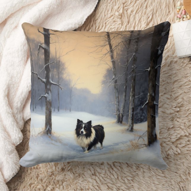Border Collie Let It Schnee Weihnachten Kissen (Decke)