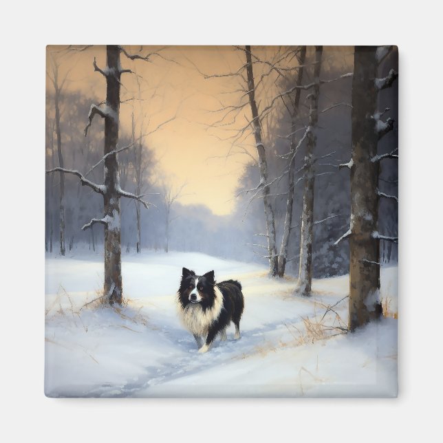 Border Collie Let It Schnee Weihnachten Magnet (Vorne)