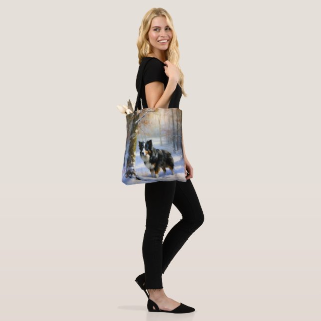 Border Collie Let It Schnee Weihnachten Tasche (Am Model)
