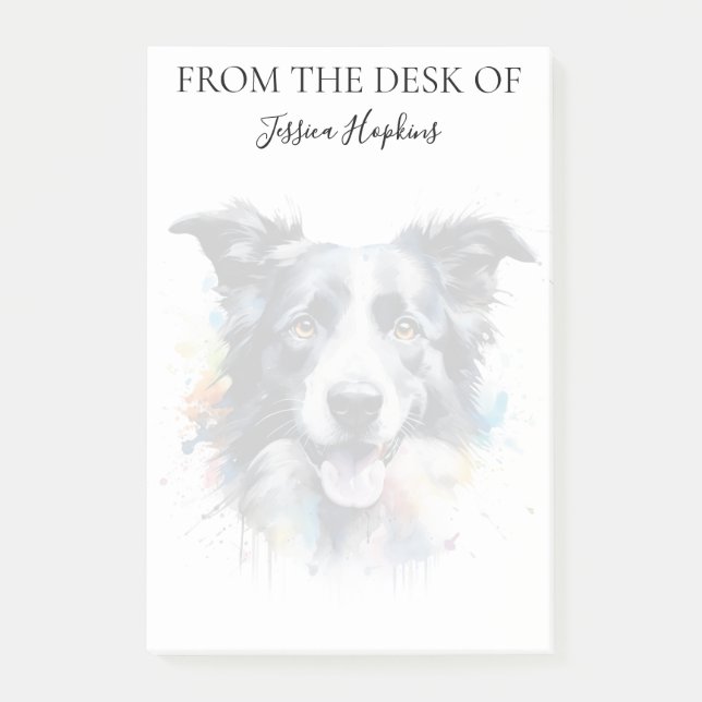 Border Collie Liebhaber monogrammierter Hund Post-it Klebezettel (Vorderseite)