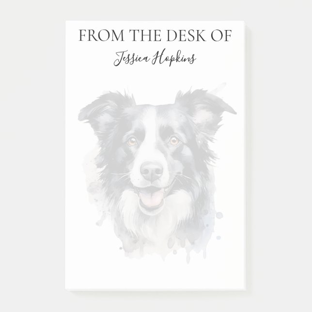 Border Collie Liebhaber monogrammierter Hund Post-it Klebezettel (Vorderseite)