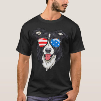 Border Collie Liebhaber Patriotischer Hund 4. Juli T-Shirt