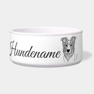 Border Collie Line Art personalized bowl Napf
