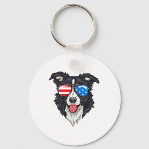 Border Collie Lover Patriotischer Hund 4. Juli Ame Schlüsselanhänger