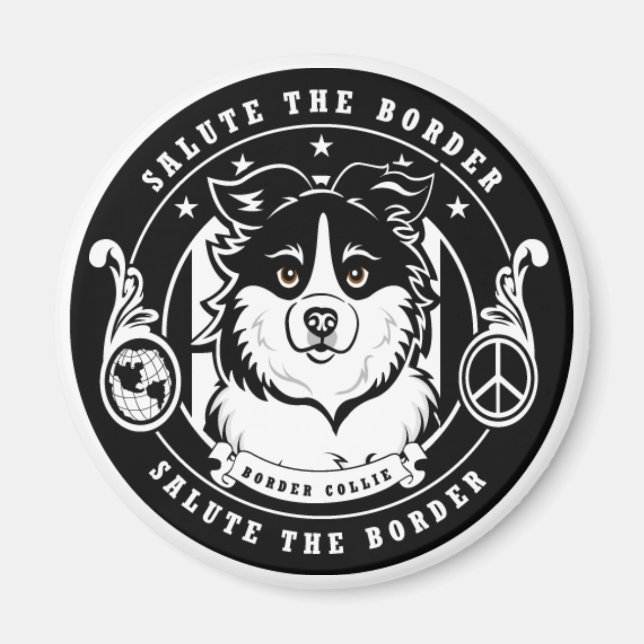 Border Collie Magnet Round (Vorne)