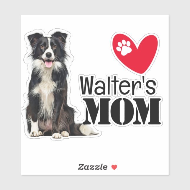 Border Collie Mama Personalisiert Aufkleber (Blatt)