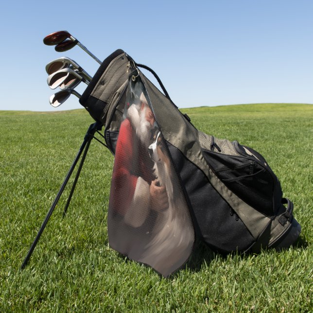 Border Collie mit dem Weihnachtsmann Golfhandtuch (Gras)