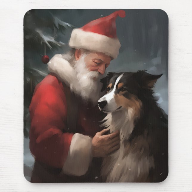 Border Collie mit dem Weihnachtsmann Mousepad (Vorne)