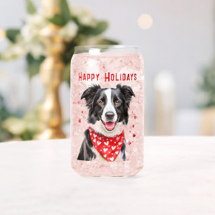 Border Collie mit rotem Herzbandana Weihnachten Dosenglas