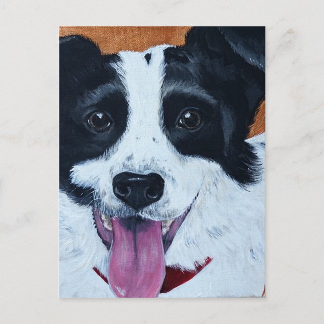 Border Collie Mix Painting Postkarte (Vorderseite)