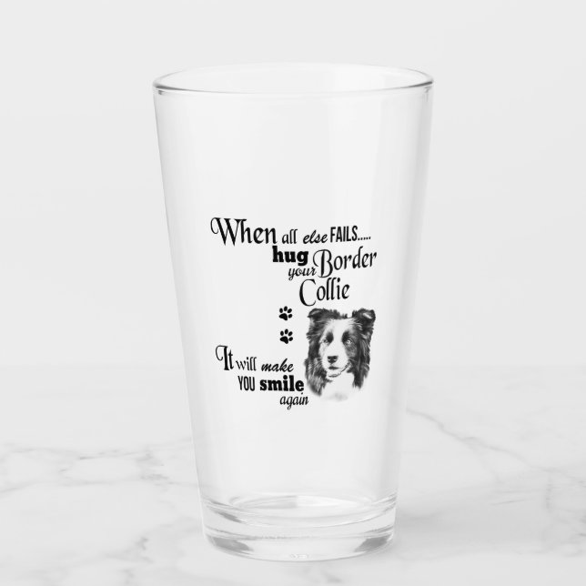 Border Collie Moderne Kunst niedlicher Hund züchte Glas (Vorderseite)
