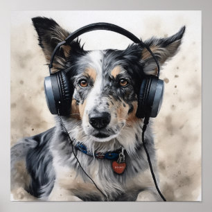 Border Collie Music Factory Kunstposter Poster