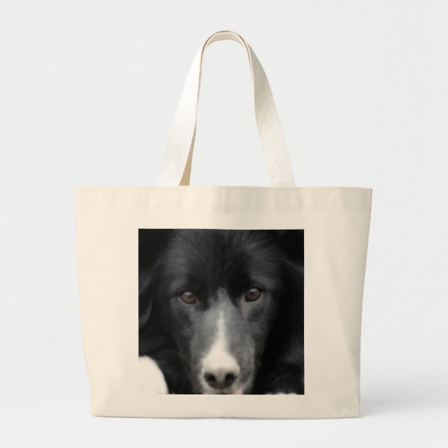 Border collie noir font face au sac fourre-tout à  (Devant)