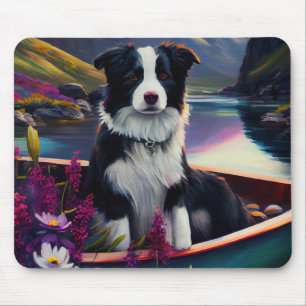 Border Collie on a Paddle: Ein Landschaftliches Ab Mousepad