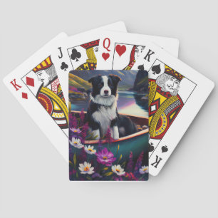 Border Collie on a Paddle: Ein Landschaftliches Ab Spielkarten
