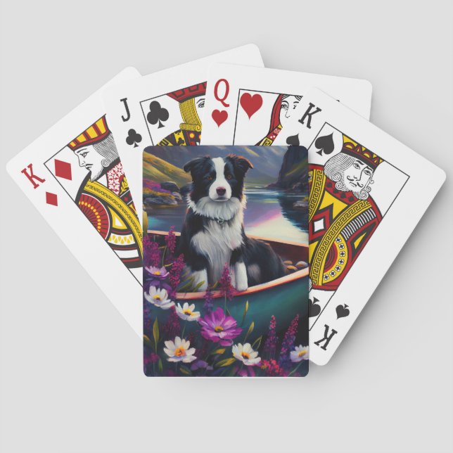 Border Collie on a Paddle: Ein Landschaftliches Ab Spielkarten (Rückseite)