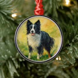 Border Collie Ornament Aus Metall