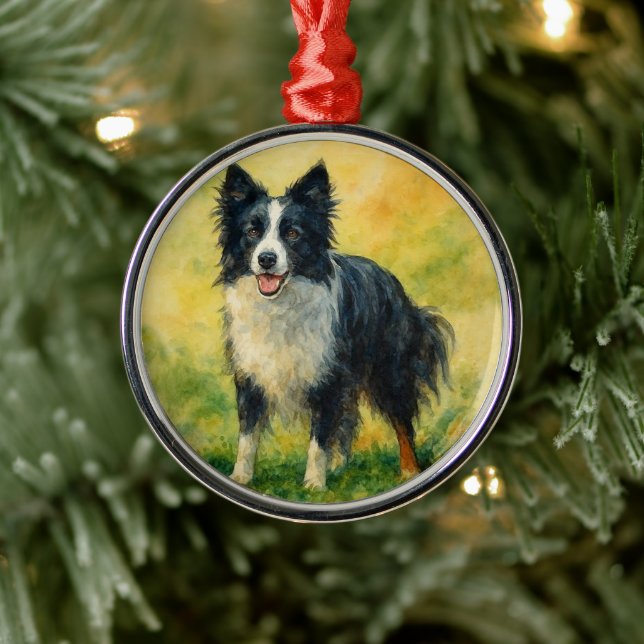 Border Collie Ornament Aus Metall (Baum)