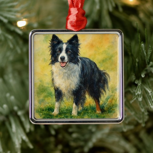 Border Collie Ornament Aus Metall (Baum)