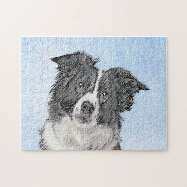 Border Collie Painting - Niedliche Original Dog Ar (Horizontal)