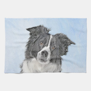 Border Collie Painting - Niedliche Original Dog Ar Geschirrtuch