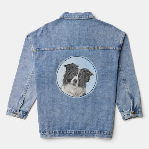Border Collie Painting - Niedliche Original Dog Ar Jeansjacke