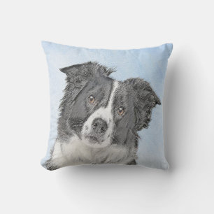 Border Collie Painting - Niedliche Original Dog Ar Kissen