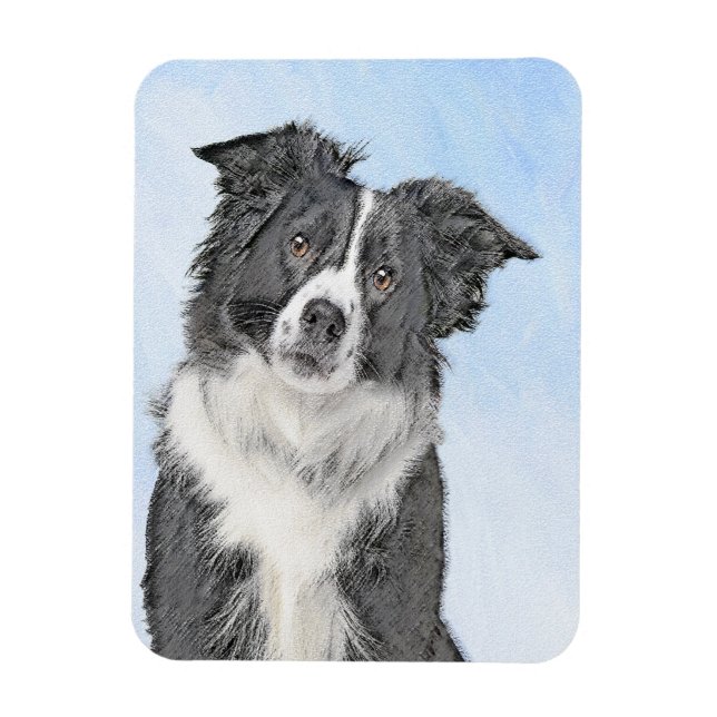 Border Collie Painting - Niedliche Original Dog Ar Magnet (Vertikal)
